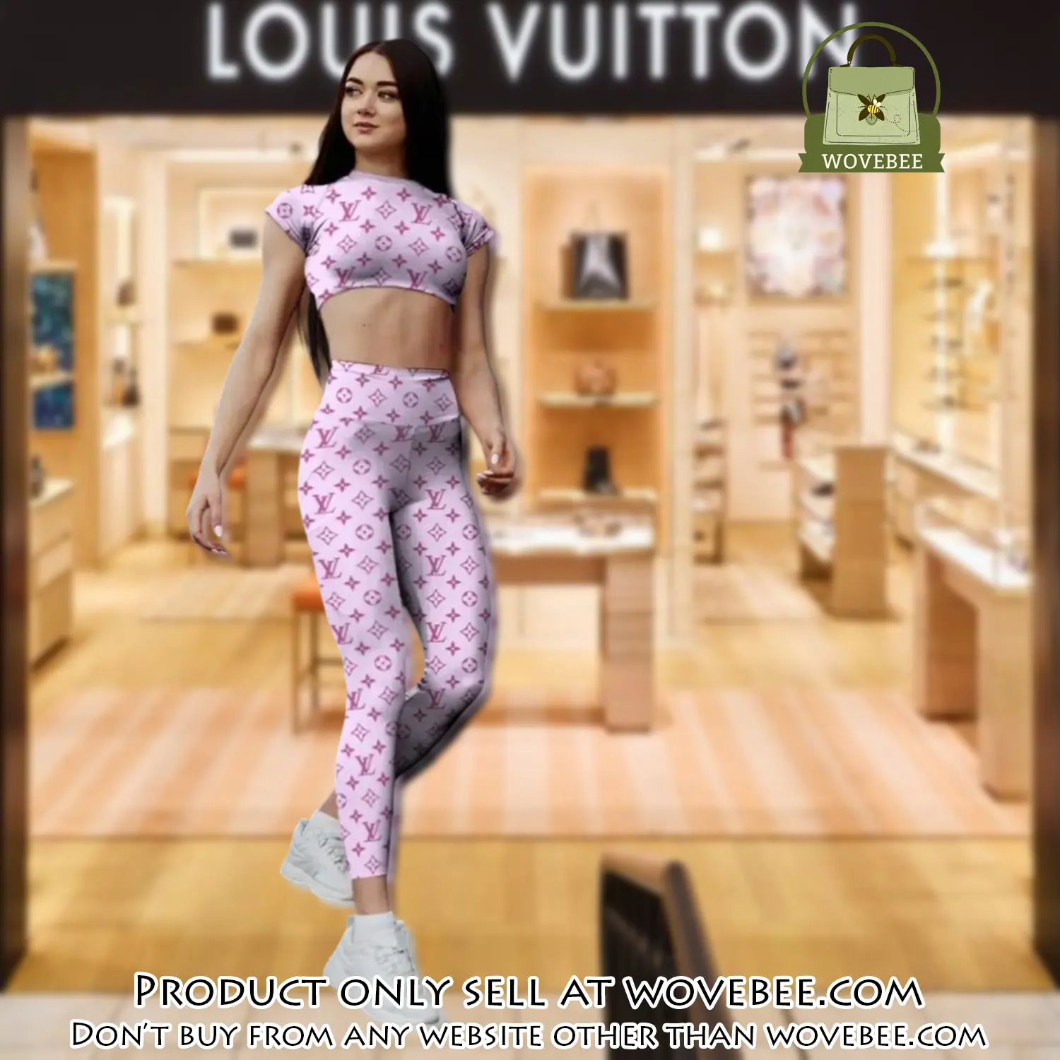 Pink louis vuitton sportwear combo luxury brand crop top tshirt and legging for women ctl1015 wvb0815044